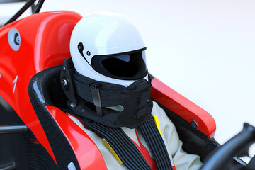 Fototapeta premium 3D racing car HANS neck support device isolated on white background