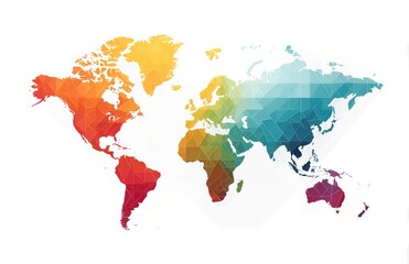 Obraz premium A flat vector illustration of the world map with five vibrant colors, a white background