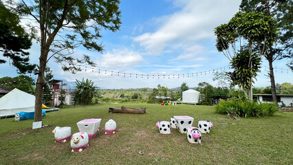 The atmosphere of a natural garden for relaxing during the holidays