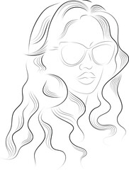 Elegant woman profile in one line art style. Minimalist female face silhouette for beauty, spa, salon logo. Modern abstract contour drawing vector. Glamour, cosmetic.