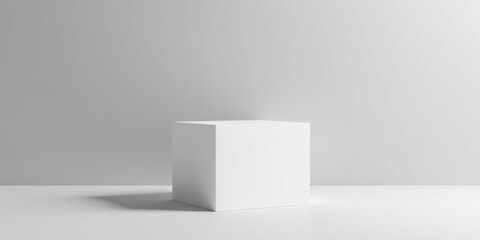 A Simple White Cube on a Clean, Minimalist Surface for Product Displays and Presentations