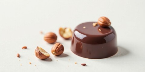 A delectable chocolate mousse dessert, elegantly presented with scattered nuts, creates a sophisticated culinary image.