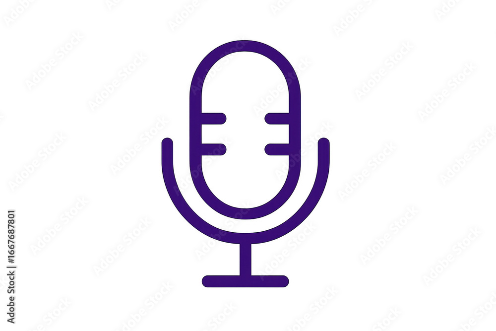 Poster purple microphone icon representing audio recording on transparent background
