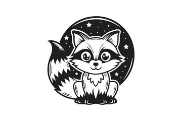 Cute Raccoon Cartoon Character Design, 