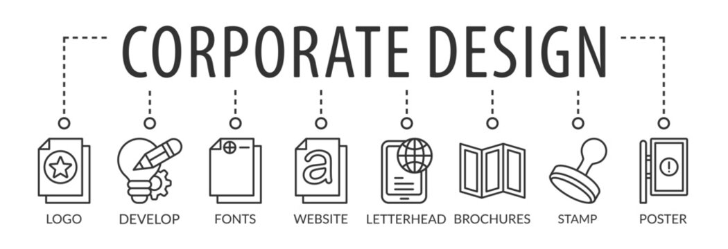 corporate identity concept. Vector illustration design with keywords and icons