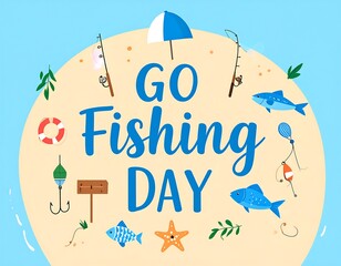 Cartoon fishing theme graphic design