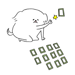 かるたをする犬