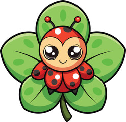 Ladybug, Cute Cartoon Ladybug, Cute Cartoon Ladybug Vector Set, Adorable Ladybug Vector Art, 