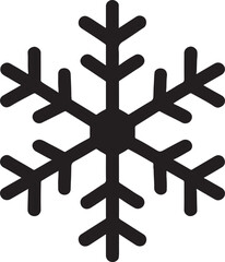 Snowflake icon silhouette vector, winter snow design, minimal flat style for creative projects.