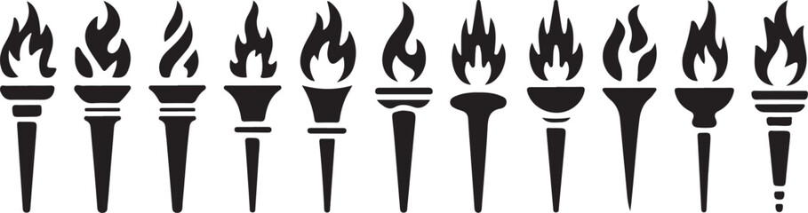 Fire torch icon set
