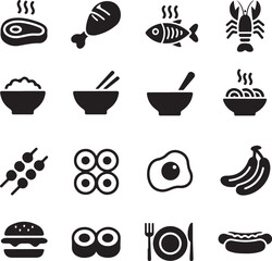 Food icon set, vector