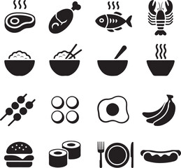 Food icon set, vector