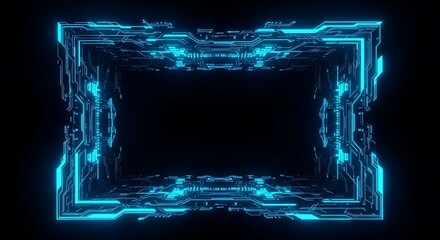 Glowing Blue Futuristic Technology Frame.