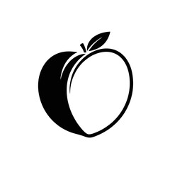 Abstract Half Peach Silhouette Logo With Smooth Vector Edges, Black Shape