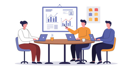 Business Meeting with Data Analysis Presentation.