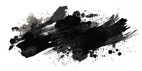 Abstract watercolor brush stroke in black and purple for creative design. Bold swipe of paint with brush strokes on white background	