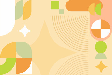 Modern abstract background with pastel yellow memphis elements and retro themed for Print on Textile, Wrapping Paper, Web Design and Social Media