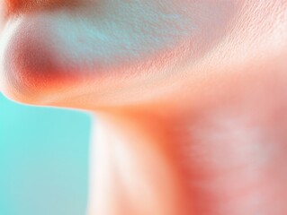 Close-Up of Smooth Skin on Neck with Soft Lighting in Pastel Colors, Abstract Texture and Gentle Curves