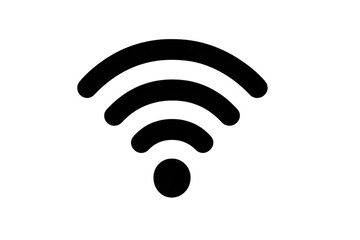 Black wifi symbol representing wireless network connection on transparent background