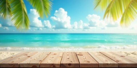 Serene Coastal View with a Wooden Deck, Perfect for Relaxation and Summertime Fun