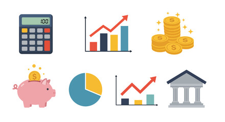 Financial Icons Representing Growth and Savings 2.