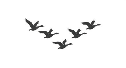 Flying geese silhouette vector image for migration season wildlife and nature illustration design