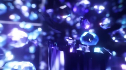 Abstract, vibrant, multifaceted crystals in shades of blue and purple - Powered by Adobe