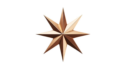 Eight pointed bronze star on black background symbol of achievement and elegance