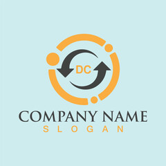 Initial monogram letter DC logo design template for branding