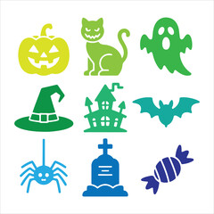 Halloween vactor art icon pack bandle. shilhoutee banner 
