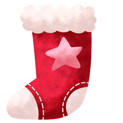 Beautiful red Christmas stocking with stars