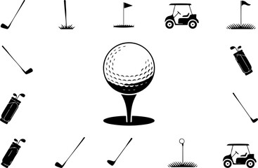 Golf Silhouette Vector Set – Players, Carts & Courses