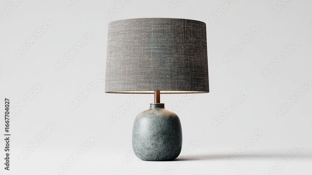 Poster grey textured lamp with a rounded base on a white background