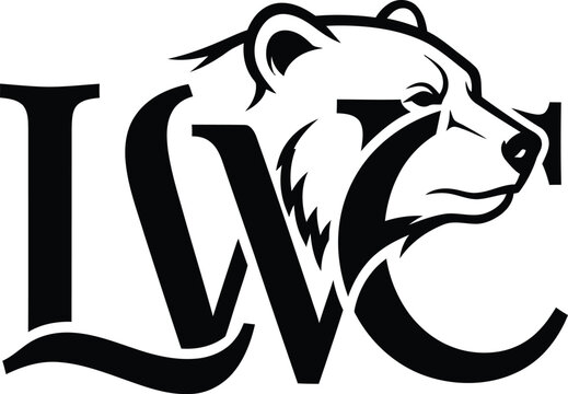 Bear head logo with intertwined letters lwc
