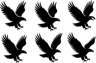 Obraz premium Flying Eagle Silhouette Vector Set