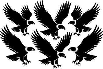 Obraz premium Flying Eagle Silhouette Vector Set