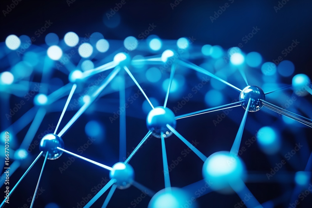 Fototapete dynamic blue network connections forming a futuristic abstract structure representing data technolog