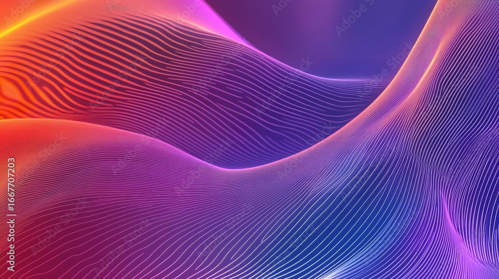 Fototapete vibrant neon wave patterns flow across a gradient background creating a dynamic and modern abstract 