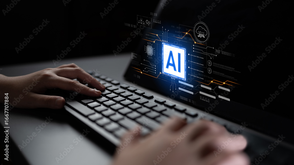Aufkleber ai core technology presented with digital circuit connections, symbolizing ai systems, processing po