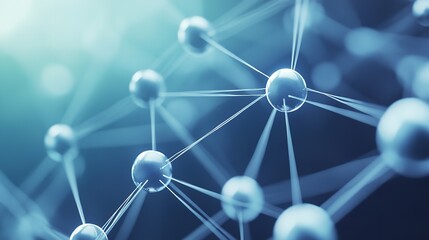 Stunning abstract molecular structure with interconnected spheres representing scientific innovation and technological advancements, Generative AI.