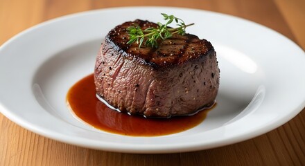 Grilled Steak with Brown Sauce.