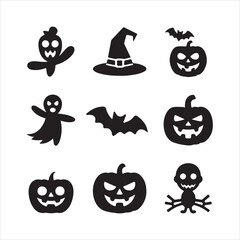 Obraz premium Halloween vactor art icon pack bandle. shilhoutee