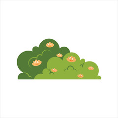 Flat Green Bush Vector Illustration