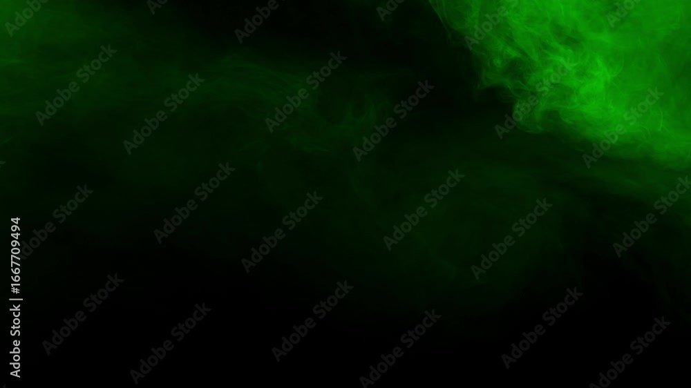 Poster abstract green smoke or fog slowly billows across black background, creating atmospheric and mysteri