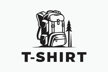 Backpack with Tree Silhouette, Outdoor Adventure Gear with White Background