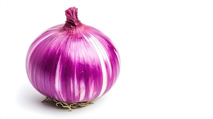 A vibrant purple onion with striking white stripes, perfect for culinary photography. Ideal for recipes, cooking tutorials, and fresh produce imagery in kitchen settings.
