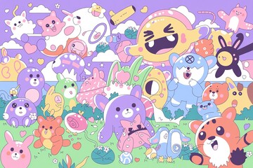 seamless pattern with rabbits