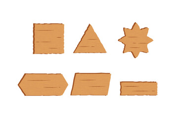 Wood textured geometric shape set including triangles, arrows, and starburst. Great for rustic design, labels, and background