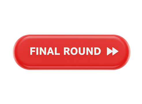 Red oval button with final round text and arrow isolated on transparent background