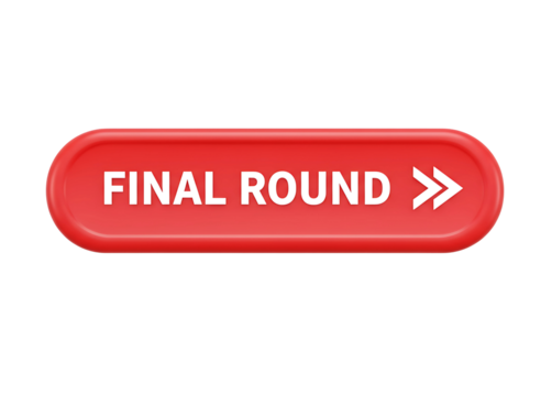 Red oval button with final round text and arrow isolated on transparent background - Powered by Adobe